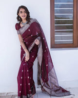 Maroon Cotton Saree | Office & Casual Wear