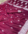 Maroon Cotton Saree | Traditional Handloom Wear