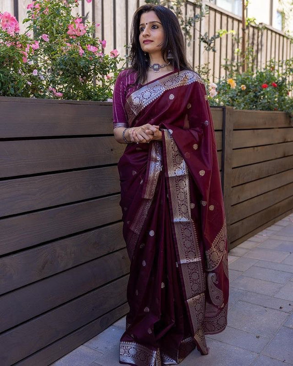 Maroon Cotton Saree | Traditional Handloom Wear