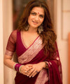 Maroon Cotton Saree | Traditional Handloom Wear