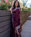 Maroon Cotton Saree | Traditional Handloom Wear