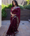 Maroon Cotton Saree | Traditional Handloom Wear
