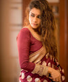 Maroon Jacquard Silk Saree | Bridal & Festive Wear
