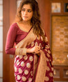 Maroon Jacquard Silk Saree | Bridal & Festive Wear