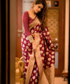 Maroon Jacquard Silk Saree | Bridal & Festive Wear