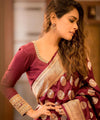 Maroon Jacquard Silk Saree | Bridal & Festive Wear