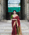 Maroon Jacquard Silk Saree | Festival & Ceremony Wear