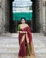 Maroon Jacquard Silk Saree | Festival & Ceremony Wear