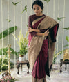 Maroon Jacquard Silk Saree | Festival & Ceremony Wear