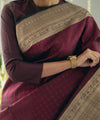 Maroon Jacquard Silk Saree | Festival & Ceremony Wear