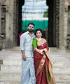 Maroon Jacquard Silk Saree | Festival & Ceremony Wear