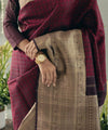 Maroon Jacquard Silk Saree | Festival & Ceremony Wear