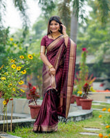 Maroon Jacquard Silk Saree | Rich Zari Border Saree
