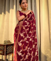 Maroon Jacquard Silk Saree | Rich Zari Border Saree