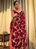 Maroon Jacquard Silk Saree | Rich Zari Border Saree