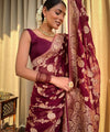 Maroon Jacquard Silk Saree | Rich Zari Border Saree