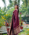 Maroon Jacquard Silk Saree | Rich Zari Border Saree
