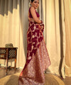 Maroon Jacquard Silk Saree | Rich Zari Border Saree