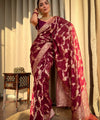 Maroon Jacquard Silk Saree | Rich Zari Border Saree