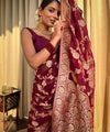 Maroon Jacquard Silk Saree | Rich Zari Border Saree