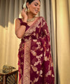 Maroon Jacquard Silk Saree | Rich Zari Border Saree