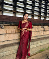 Maroon Jacquard Silk Saree | Wedding & Festive Wear