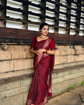 Maroon Jacquard Silk Saree | Wedding & Festive Wear