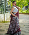 Maroon Jacquard Silk Saree | Wedding & Reception Wear