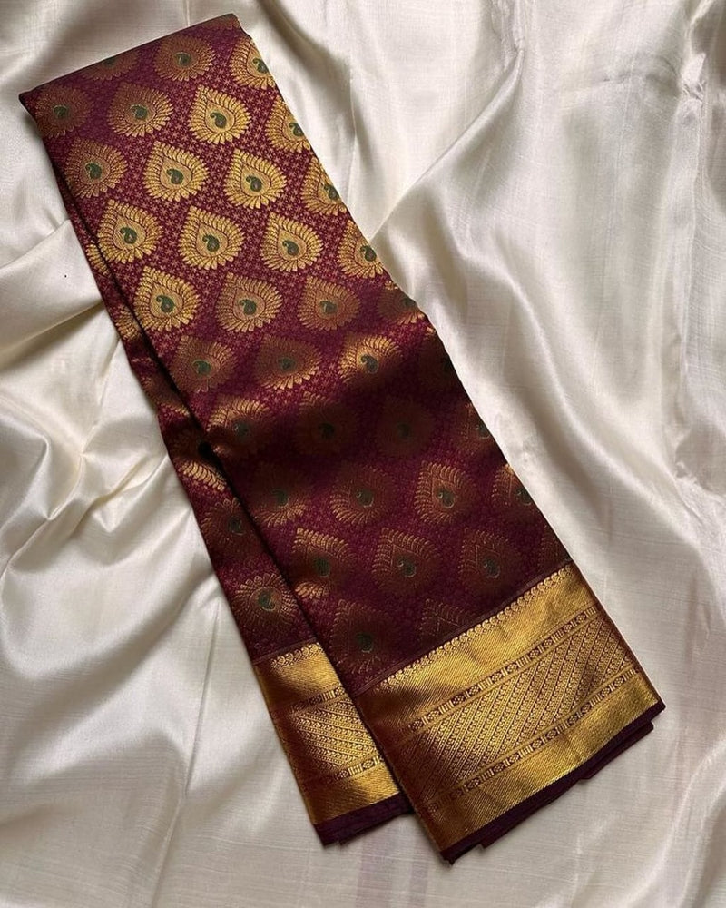 Maroon Kanjivaram Silk Saree | Ethnic Wear for Women
