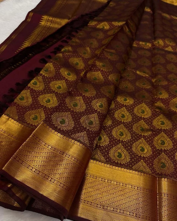 Maroon Kanjivaram Silk Saree | Ethnic Wear for Women