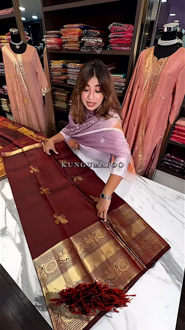 Maroon Kanjivaram Silk Saree | Ethnic Wear for Women