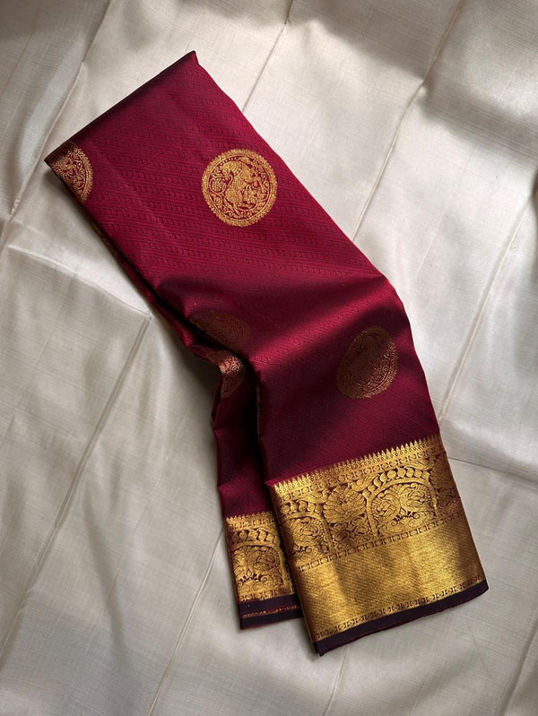 Maroon Kanjivaram Silk Saree | Festival & Ceremony Wear