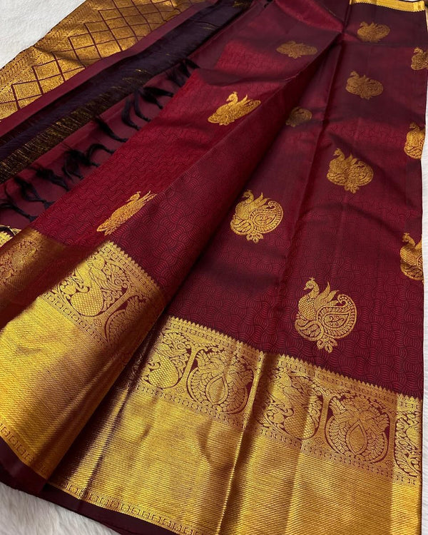 Maroon Kanjivaram Silk Saree | Traditional Wedding Wear