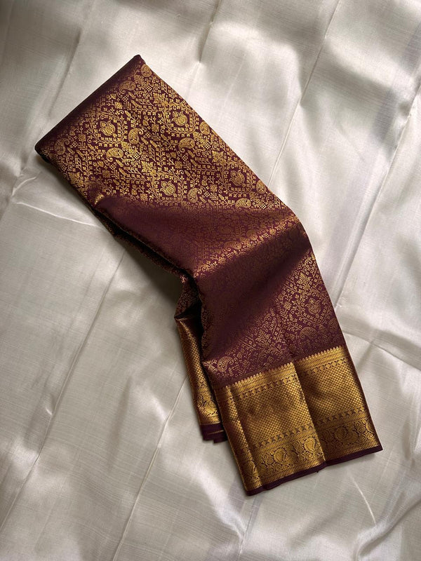 Maroon Kanjivaram Silk Saree | Traditional Wedding Wear