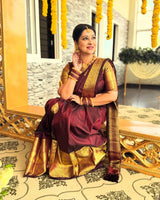 Maroon Kanjivaram Silk Saree | Traditional Zari Weave