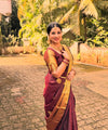 Maroon Kanjivaram Silk Saree | Traditional Zari Weave