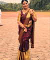 Maroon Kanjivaram Silk Saree | Traditional Zari Weave