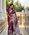 Maroon Kanjivaram Silk Saree | Wedding & Reception Wear