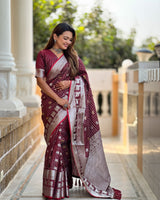 Maroon Kanjivaram Silk Saree | Wedding & Reception Wear