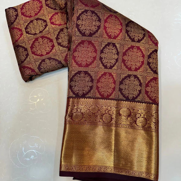 Maroon Kanjivaram Silk Saree | Wedding & Reception Wear