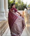 Maroon Kanjivaram Silk Saree | Wedding & Reception Wear