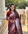 Maroon Kanjivaram Silk Saree | Wedding & Reception Wear