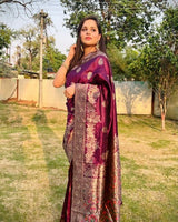 Maroon Paithani Silk Saree | Traditional Wedding Wear
