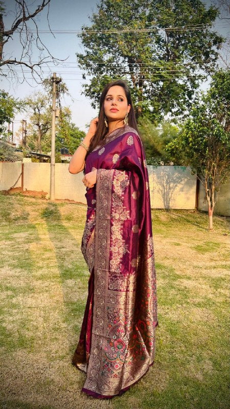 Maroon Paithani Silk Saree | Traditional Wedding Wear