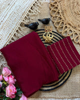 Maroon Rangoli Crush Saree with Sequin Bits Blouse | RD VIAANA