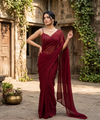 Maroon Rangoli Crush Saree with Sequin Bits Blouse | RD VIAANA