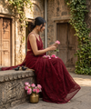 Maroon Rangoli Crush Saree with Sequin Bits Blouse | RD VIAANA