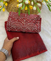 Maroon Satin Bollywood Saree with Moti Work Designer Blouse | RD DIVISHA