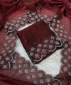 Maroon Satin Saree with Zari Weaving & Siroski Border | RD TANISHKA