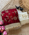 Maroon Space Satin Sequin Bits Work Saree for Party Wear | RD RAADO